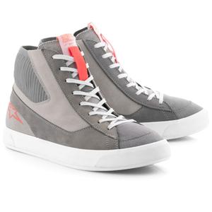 Мотоциклетни ботуши Alpinestars Stated, светло сиво-флуоресцентно червено-бели
