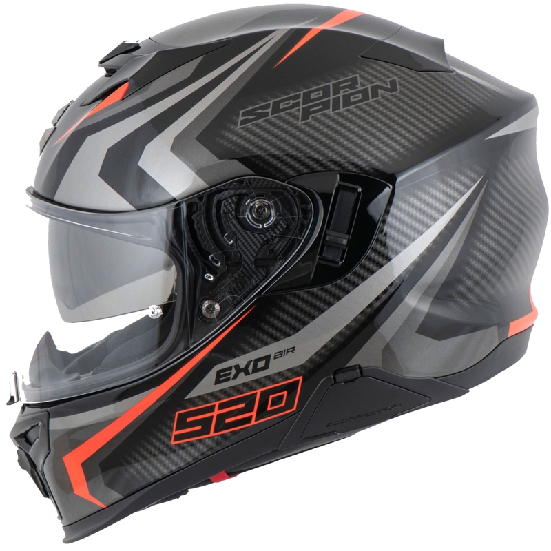 Интегрална мотоциклетна каска Scorpion EXO-520 EVO AIR TERRA черно-сребристо-червена разпродажба