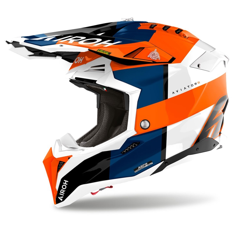 Мотокрос каска Airoh Aviator 3 Monarch, лъскаво оранжева