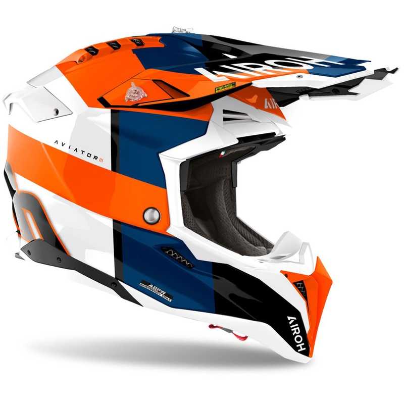 Мотокрос каска Airoh Aviator 3 Monarch, лъскаво оранжева