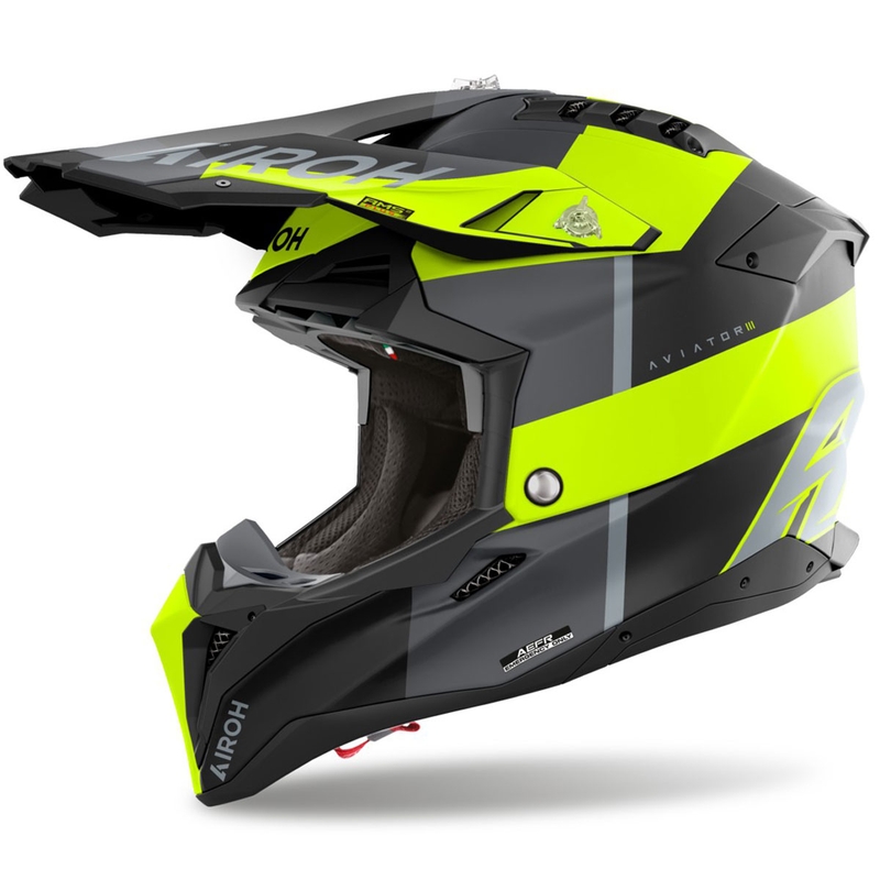 Каска за мотокрос Airoh Aviator 3 Monarch, матово жълта