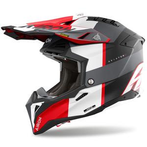 Мотокрос каска Airoh Aviator 3 Monarch сиво-червена матова