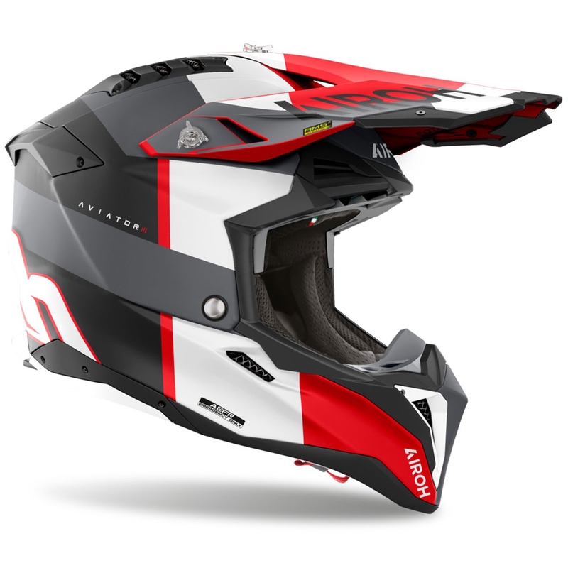 Мотокрос каска Airoh Aviator 3 Monarch сиво-червена матова