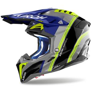 Мотокрос каска Airoh Aviator 3 Hima синьо гланцирана