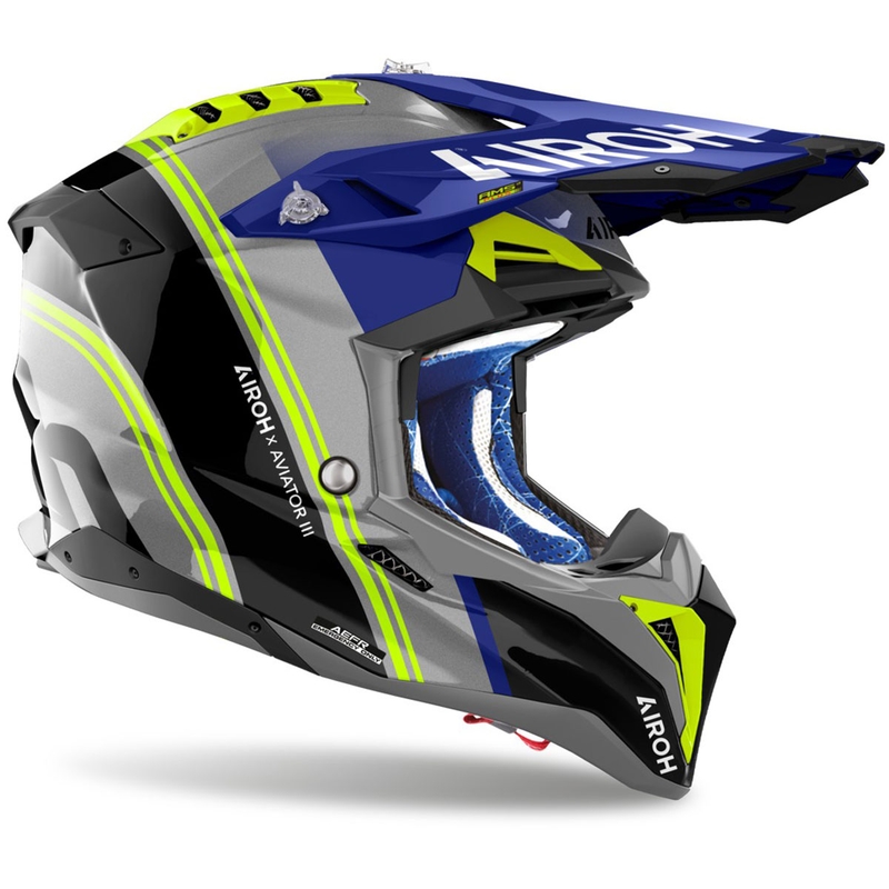 Мотокрос каска Airoh Aviator 3 Hima синьо гланцирана
