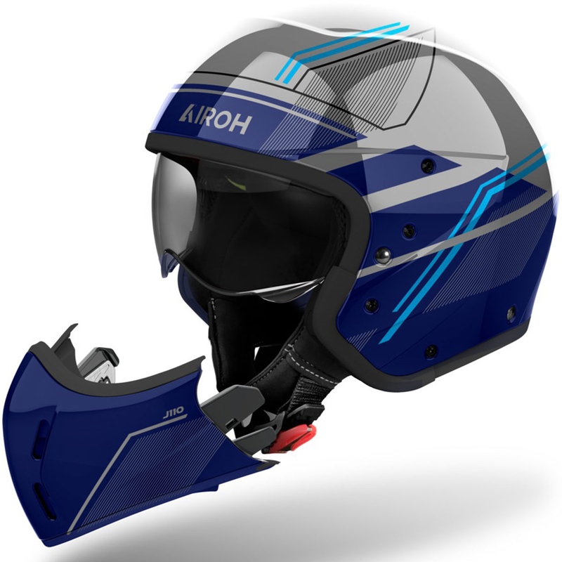 Модулна мотоциклетна каска Airoh J110 Slim, лъскаво синя