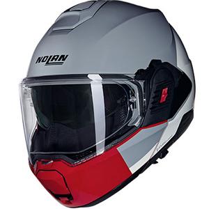 Мото каска Nolan N120-1 Grafo N-COM 349 сиво-бяло-червено