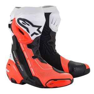Мотоциклетни ботуши Alpinestars Supertech R Vented черно-бяло-флуоресцентно червено - II. качество