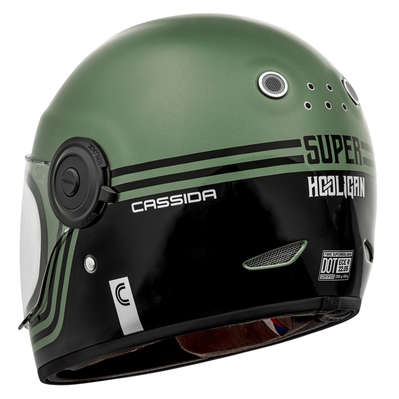 Мотоциклетна каска Cassida Fibre Super Hooligan, черно-зелена,  - II качество