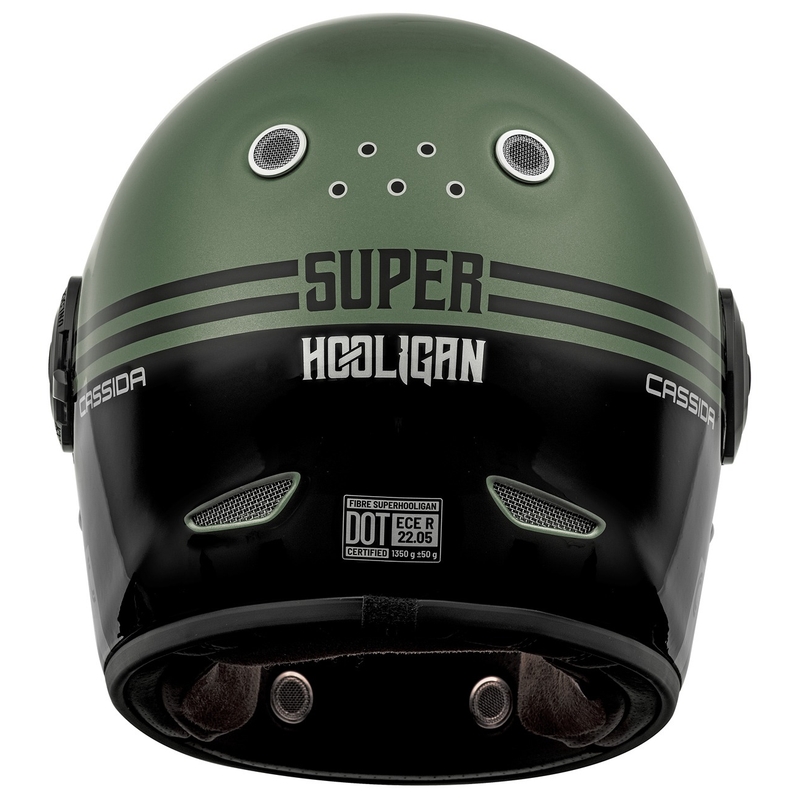 Мотоциклетна каска Cassida Fibre Super Hooligan, черно-зелена,  - II качество