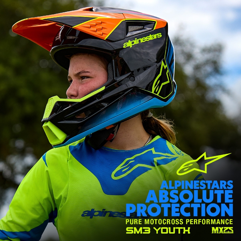 Детска мотокрос каска Alpinestars S-M3 Solid, матово черна - II. качество