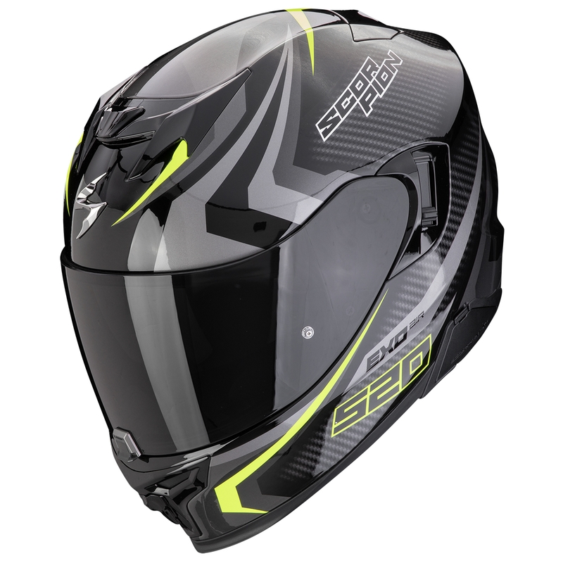 Scorpion EXO-520 EVO AIR TERRA каска за мотоциклет с пълно лице, черно-сребристо-флуоресцентно жълто разпродажба