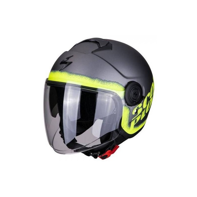 Otevřená přilba na motorku Scorpion EXO-CITY Blurr stříbrno-fluo žlutá