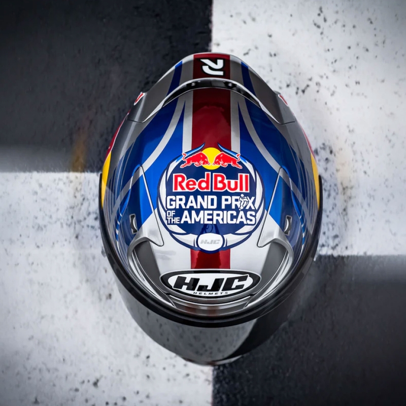 Мотоциклетна каска с пълно лице HJC RPHA 12 Red Bull Austin GP II MC21 синьо-сива