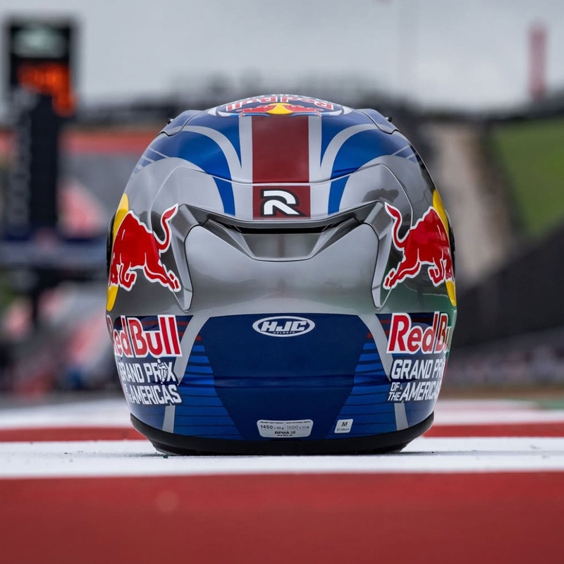 Мотоциклетна каска с пълно лице HJC RPHA 12 Red Bull Austin GP II MC21 синьо-сива