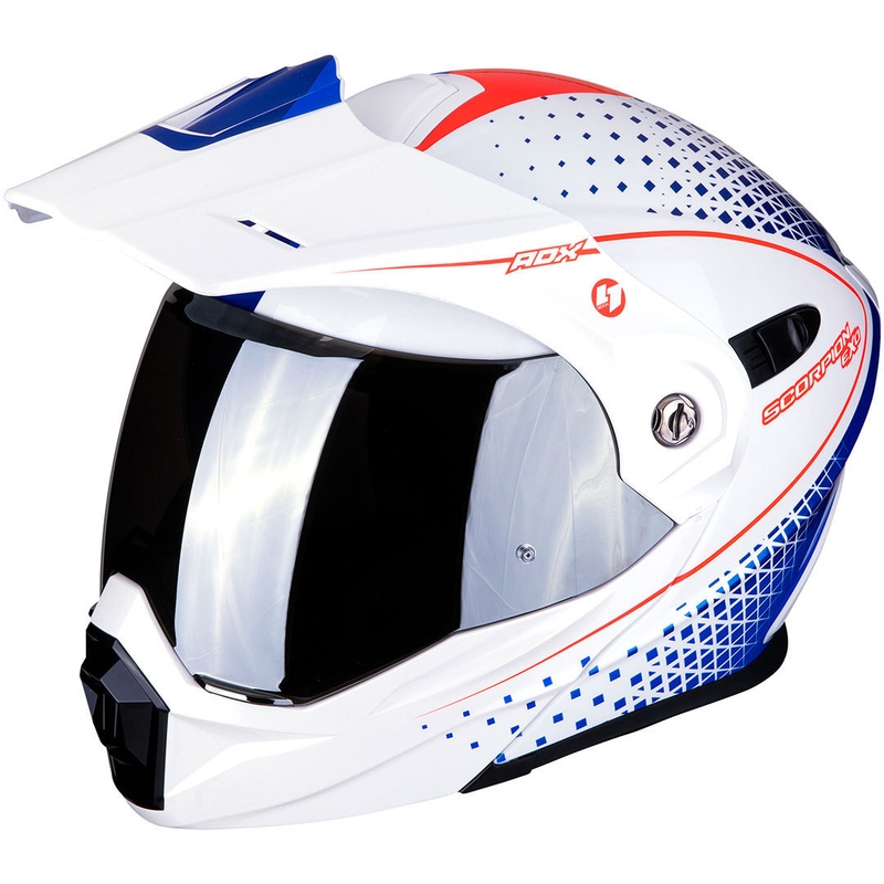Výklopná enduro přilba Scorpion ADX-1 Horizon bílo-červeno-modrá výprodej