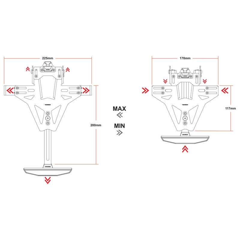 Държач за регистрационен номер с осветление Highsider Akron RS PRO Ducati 2 черен