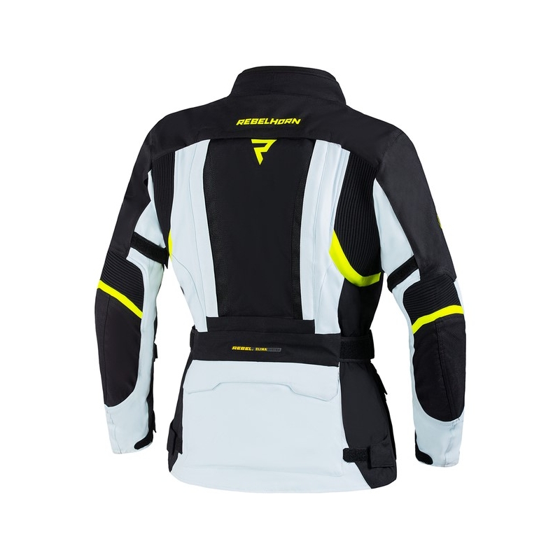 Мотоциклетно яке Rebelhorn Hardy II за жени Grey-Black-Fluo Yellow