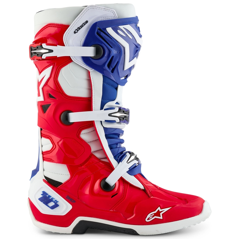 Мотоциклетни ботуши Alpinestars Tech 10 Limited Edition FORTITUDE, бяло-синьо-червено