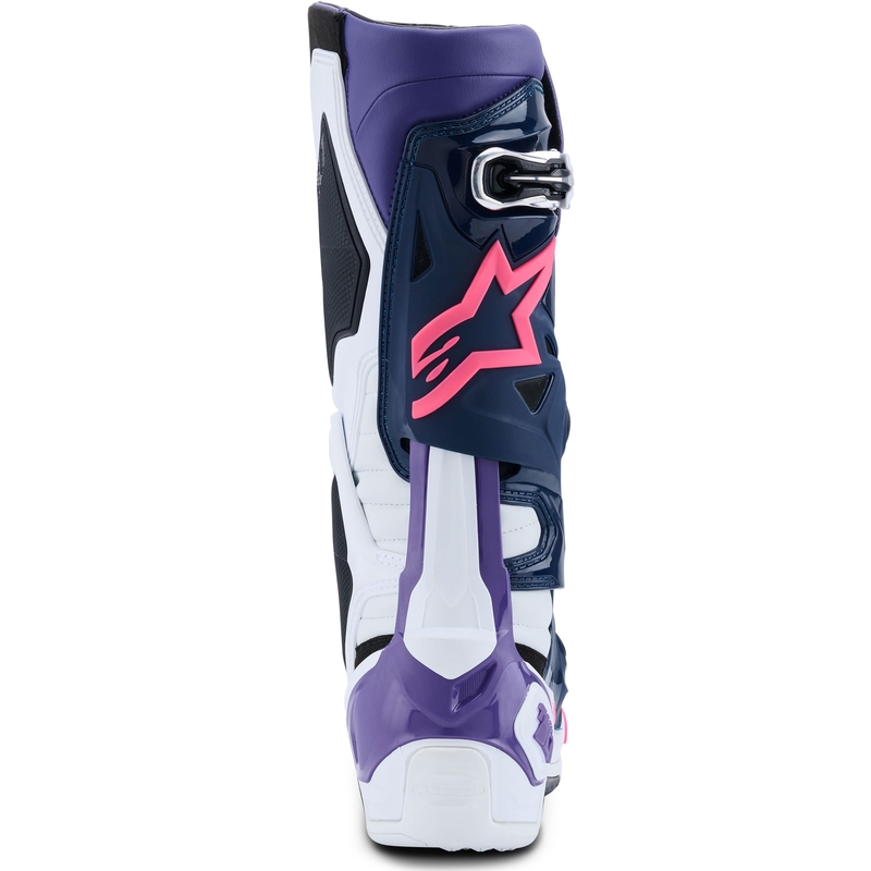 Мотоциклетни ботуши Alpinestars Tech 10 бяло-лилаво-синьо-флуоресцентно розово
