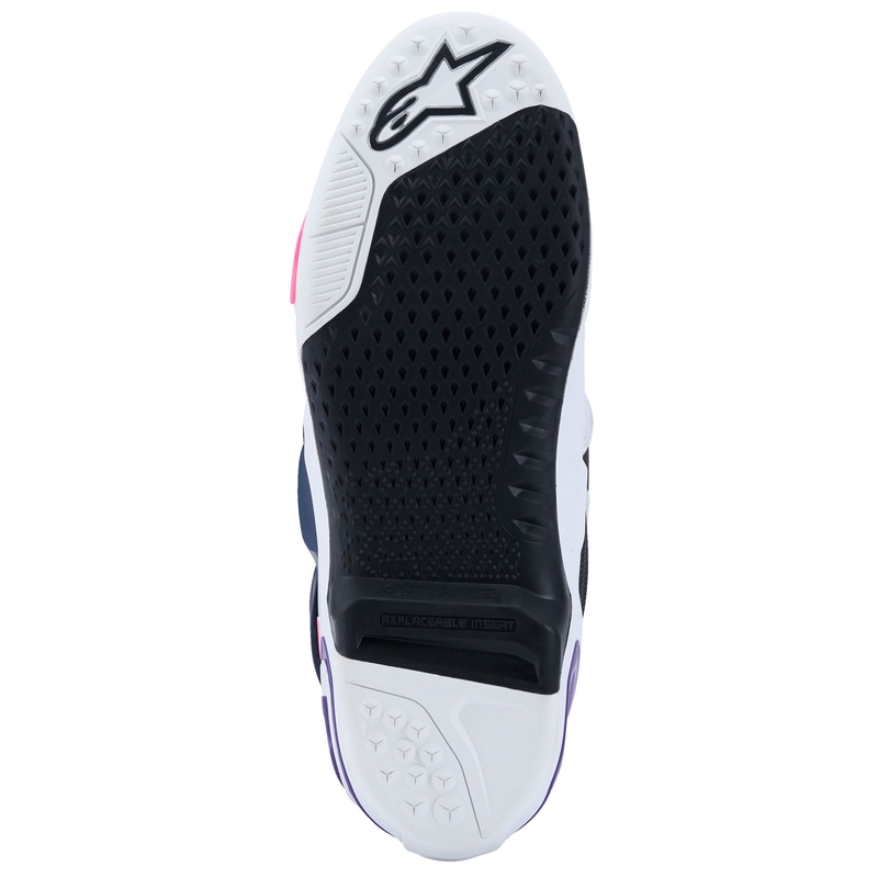 Мотоциклетни ботуши Alpinestars Tech 10 бяло-лилаво-синьо-флуоресцентно розово