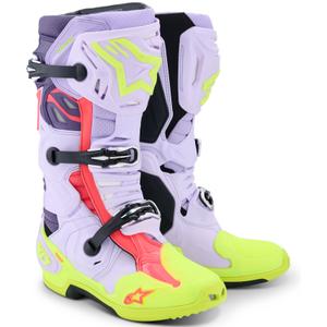 Мотоциклетни ботуши Alpinestars Tech 10 Supervented, лилаво-флуоресцентно жълто-розово