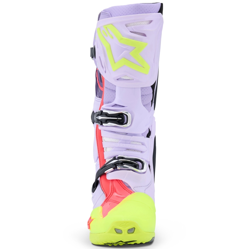 Мотоциклетни ботуши Alpinestars Tech 10 Supervented, лилаво-флуоресцентно жълто-розово