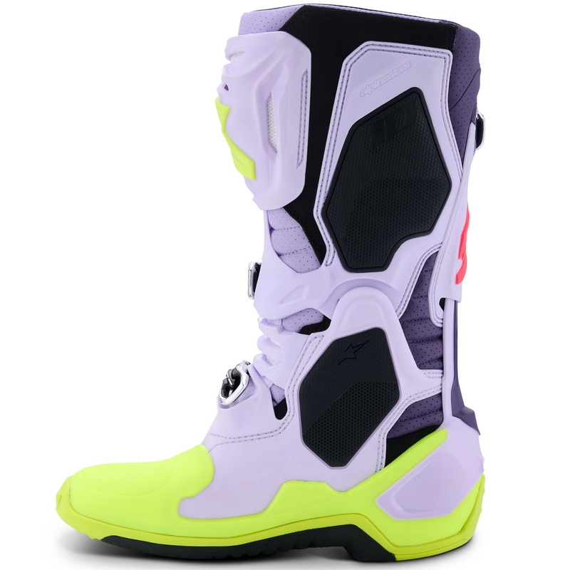 Мотоциклетни ботуши Alpinestars Tech 10 Supervented, лилаво-флуоресцентно жълто-розово