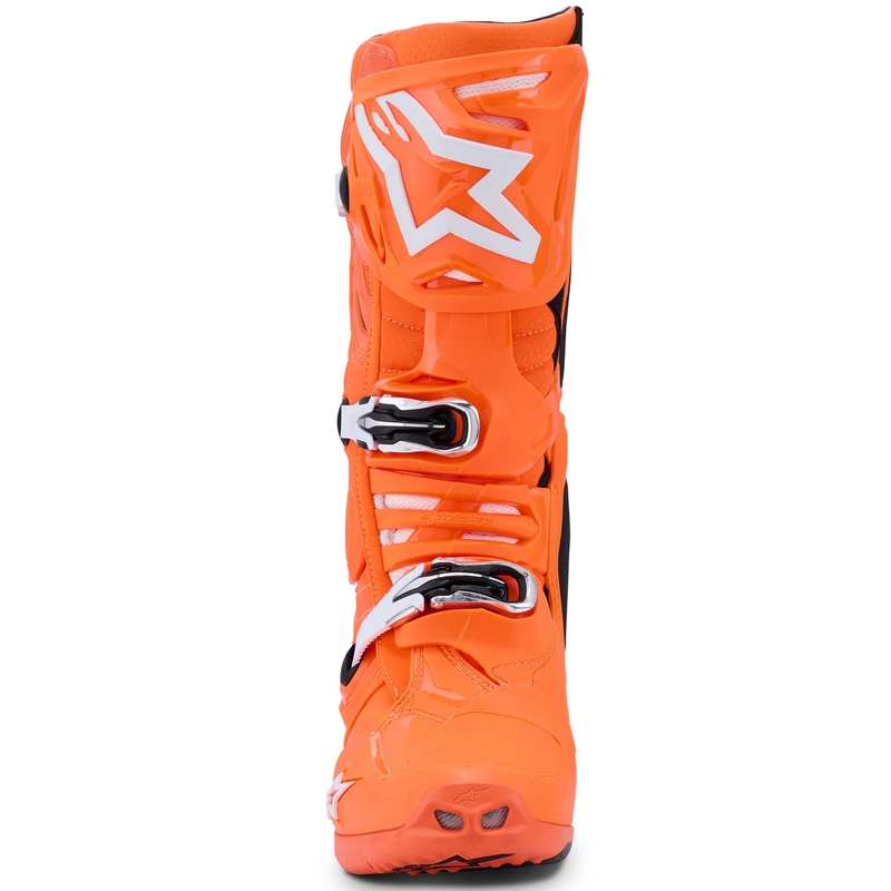 Мотоциклетни ботуши Alpinestars Tech 10 Supervented, флуоресцентно оранжево-черно-бели