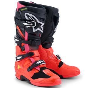 Мотоциклетни ботуши Alpinestars Tech 7 черно-флуоресцентно червено-флуоресцентно розово