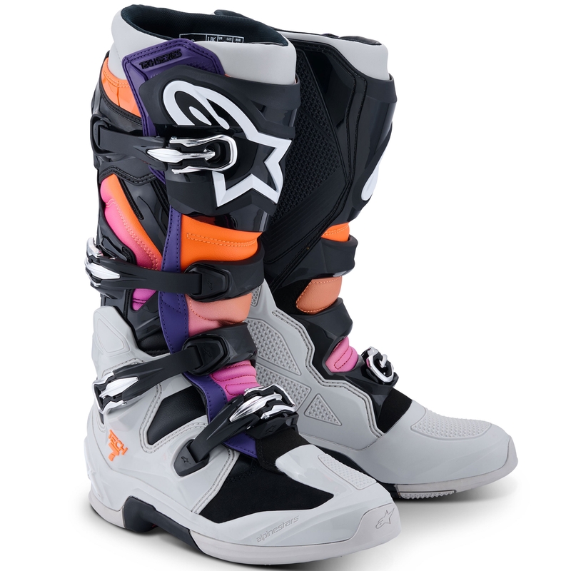 Мотоциклетни ботуши Alpinestars Tech 7 черно-светло сиво-флуоресцентно оранжево-градиент