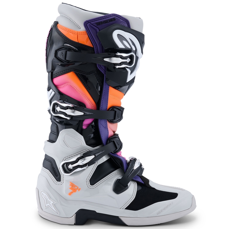 Мотоциклетни ботуши Alpinestars Tech 7 черно-светло сиво-флуоресцентно оранжево-градиент