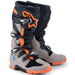 Мотоциклетни ботуши Alpinestars Tech 7 Enduro, черно-тъмносиво-флуоресцентно оранжево