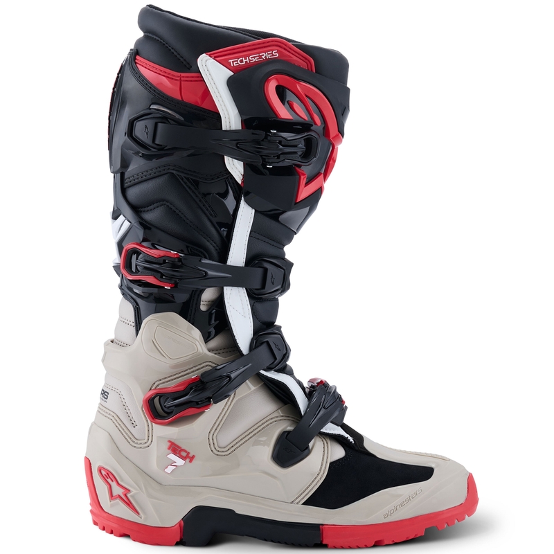 Мотоциклетни ботуши Alpinestars Tech 7 Enduro, черно-светло сиво-червено
