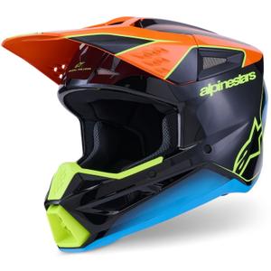 Каска за мотокрос Alpinestars S-M3 Fray черно-флуоресцентно оранжево-флуоресцентно жълто-тюркоазено