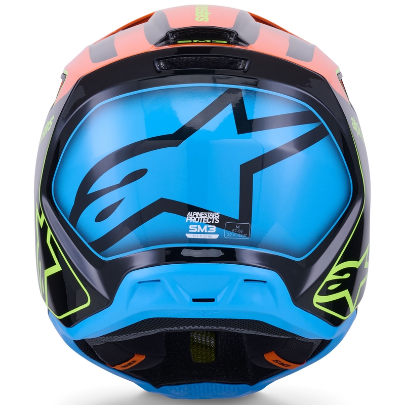 Каска за мотокрос Alpinestars S-M3 Fray черно-флуоресцентно оранжево-флуоресцентно жълто-тюркоазено