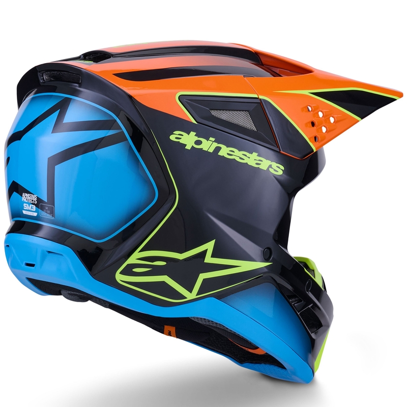 Каска за мотокрос Alpinestars S-M3 Fray черно-флуоресцентно оранжево-флуоресцентно жълто-тюркоазено