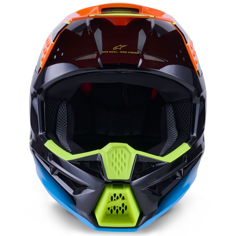 Каска за мотокрос Alpinestars S-M3 Fray черно-флуоресцентно оранжево-флуоресцентно жълто-тюркоазено