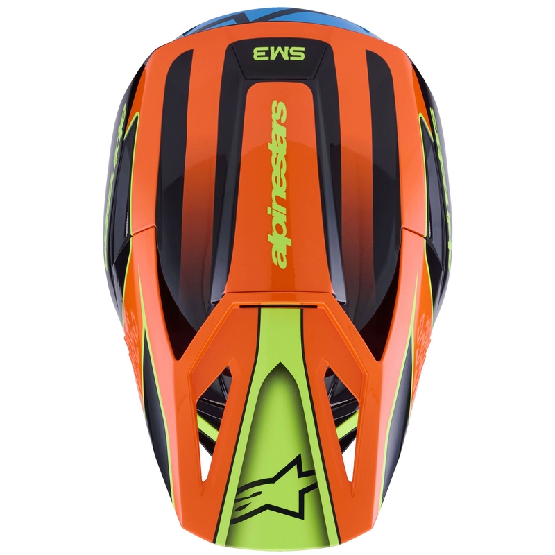 Каска за мотокрос Alpinestars S-M3 Fray черно-флуоресцентно оранжево-флуоресцентно жълто-тюркоазено