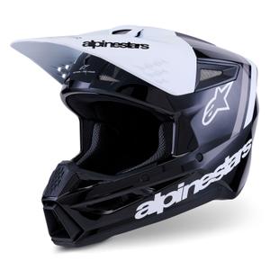 Мотокрос каска Alpinestars S-M3 Radium черно-бяло-сива