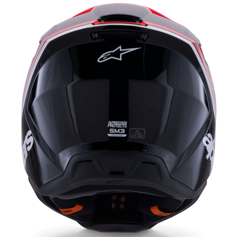 Каска за мотокрос Alpinestars S-M3 Radium, черно-флуоресцентно червено-бяло