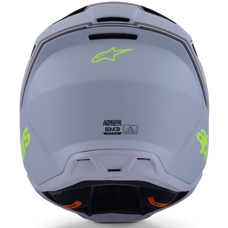 Мотокрос каска Alpinestars S-M3 Radium, матово сиво-флуоресцентно жълто-черно