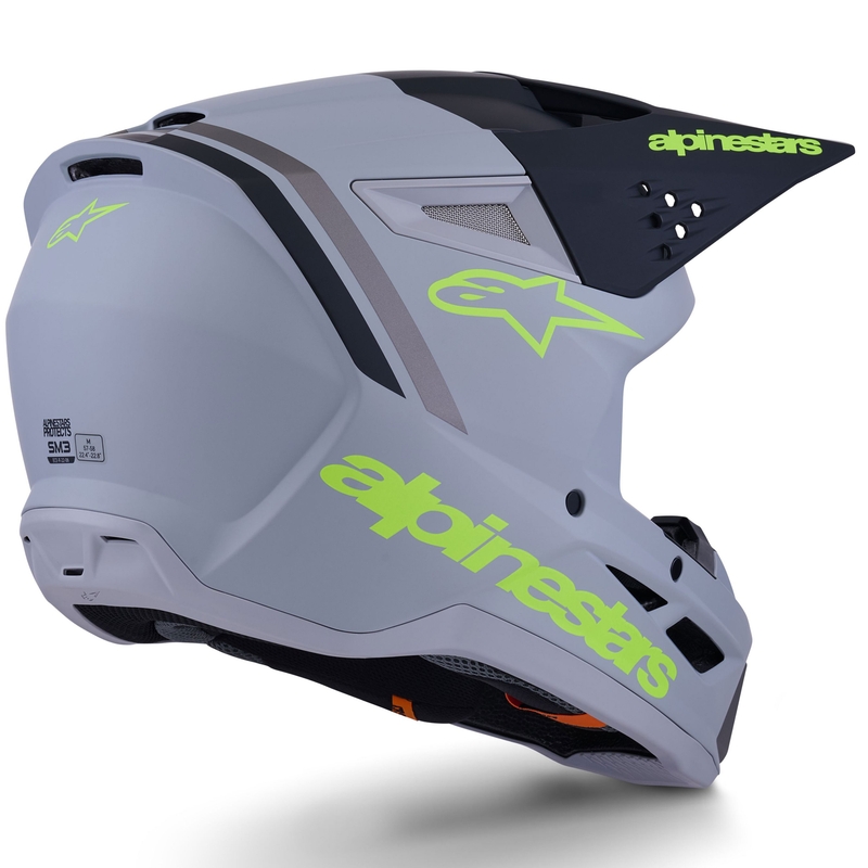 Мотокрос каска Alpinestars S-M3 Radium, матово сиво-флуоресцентно жълто-черно