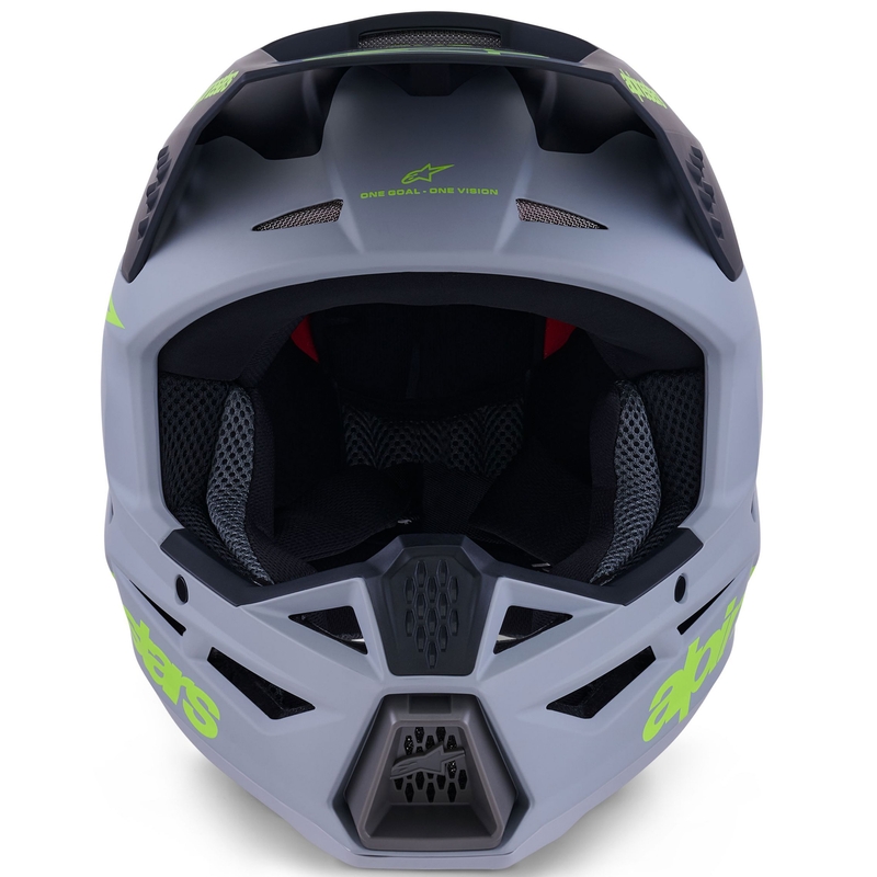 Мотокрос каска Alpinestars S-M3 Radium, матово сиво-флуоресцентно жълто-черно