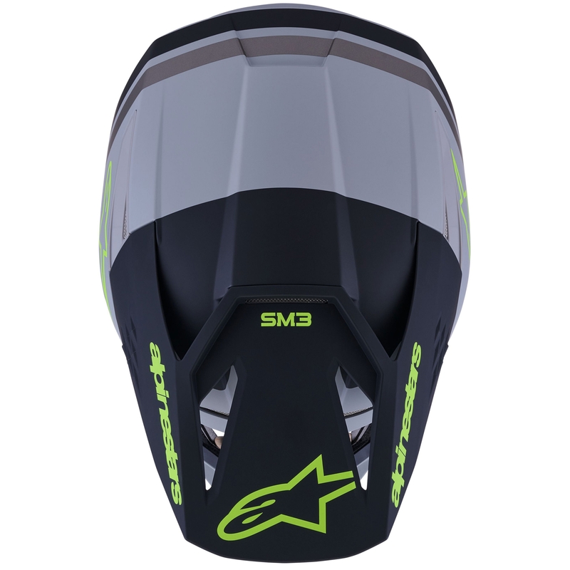 Мотокрос каска Alpinestars S-M3 Radium, матово сиво-флуоресцентно жълто-черно