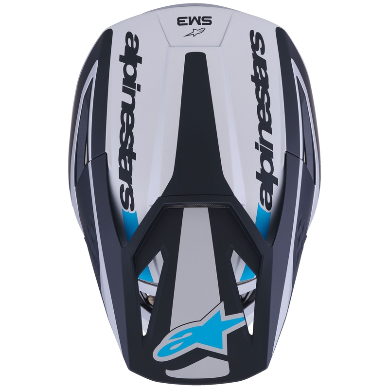 Каска за мотокрос Alpinestars S-M3 Heat, сребристо-синьо-черна, матова