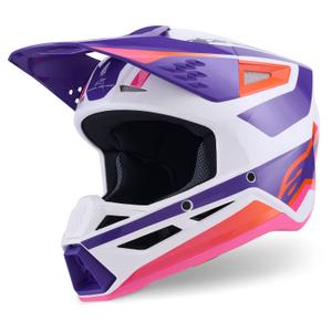 Каска за мотокрос Alpinestars S-M3 Heat, бяло-лилаво-розово