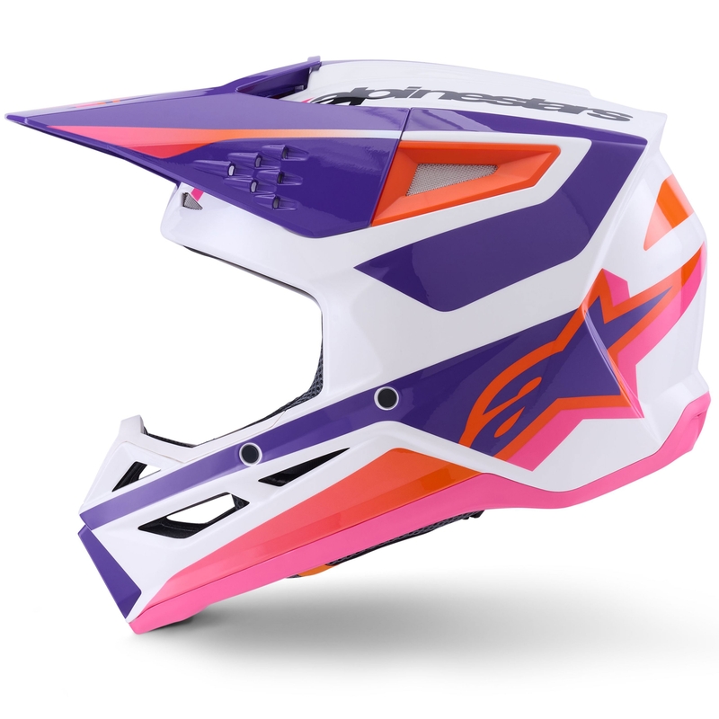Каска за мотокрос Alpinestars S-M3 Heat, бяло-лилаво-розово