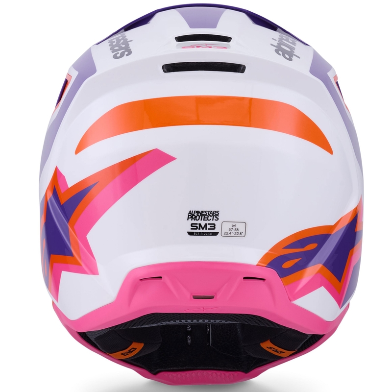 Каска за мотокрос Alpinestars S-M3 Heat, бяло-лилаво-розово