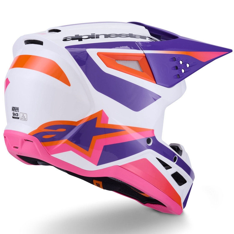 Каска за мотокрос Alpinestars S-M3 Heat, бяло-лилаво-розово